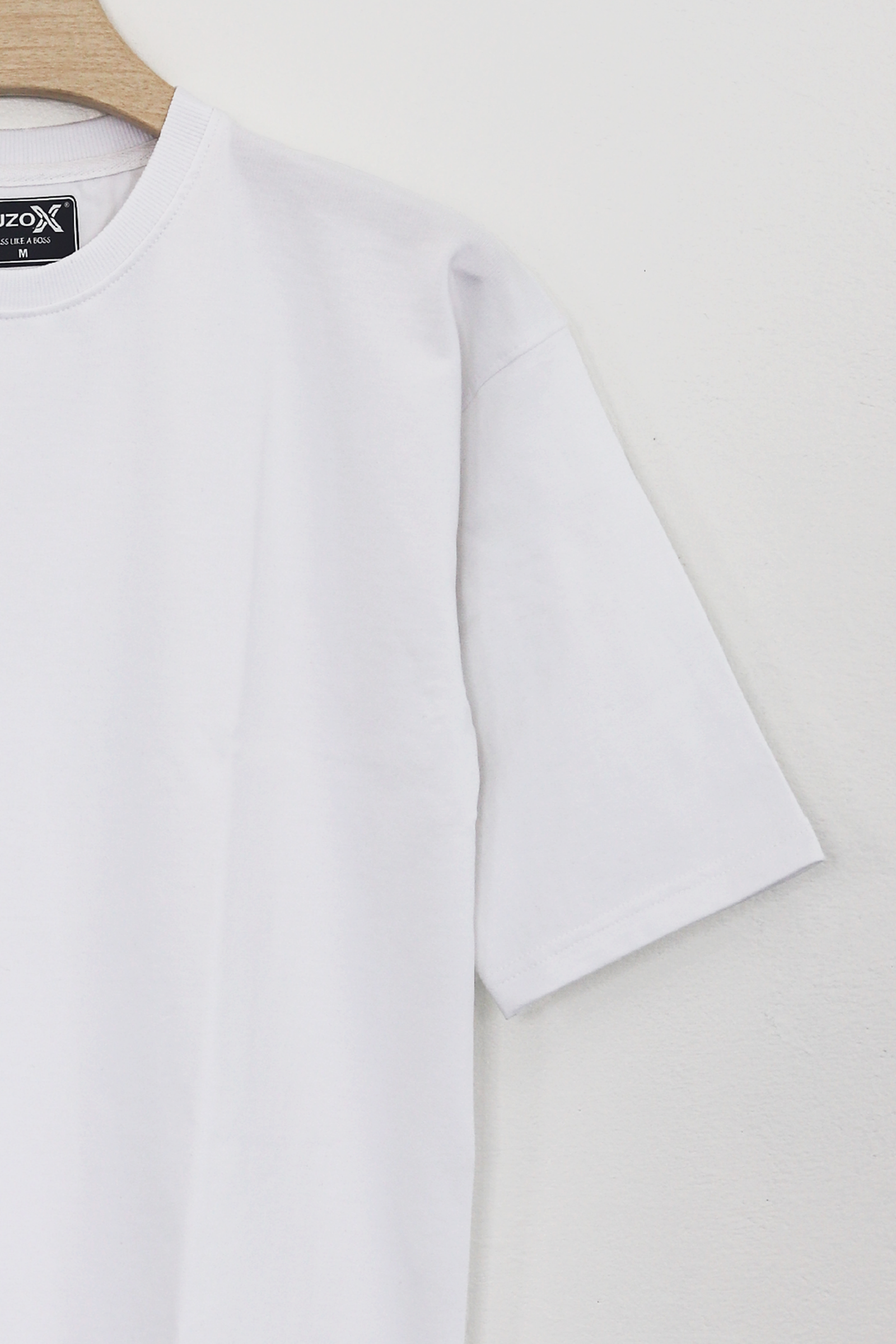 Cotton  Highsleeve Plain T-Shirt(white)